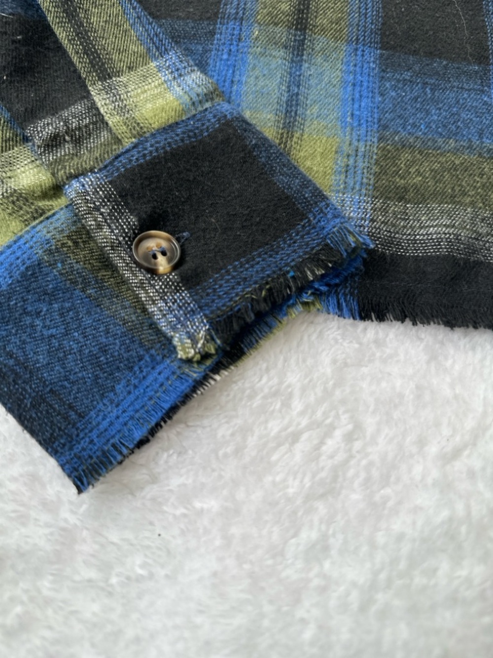 Mimosa Plaid Cropped Flannel Shirt NWT • Blue Green Oversized Button Down • Sz M - Picture 9 of 10
